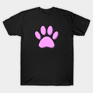 Cute Cartoon Puppy Paw Print In Pink T-Shirt